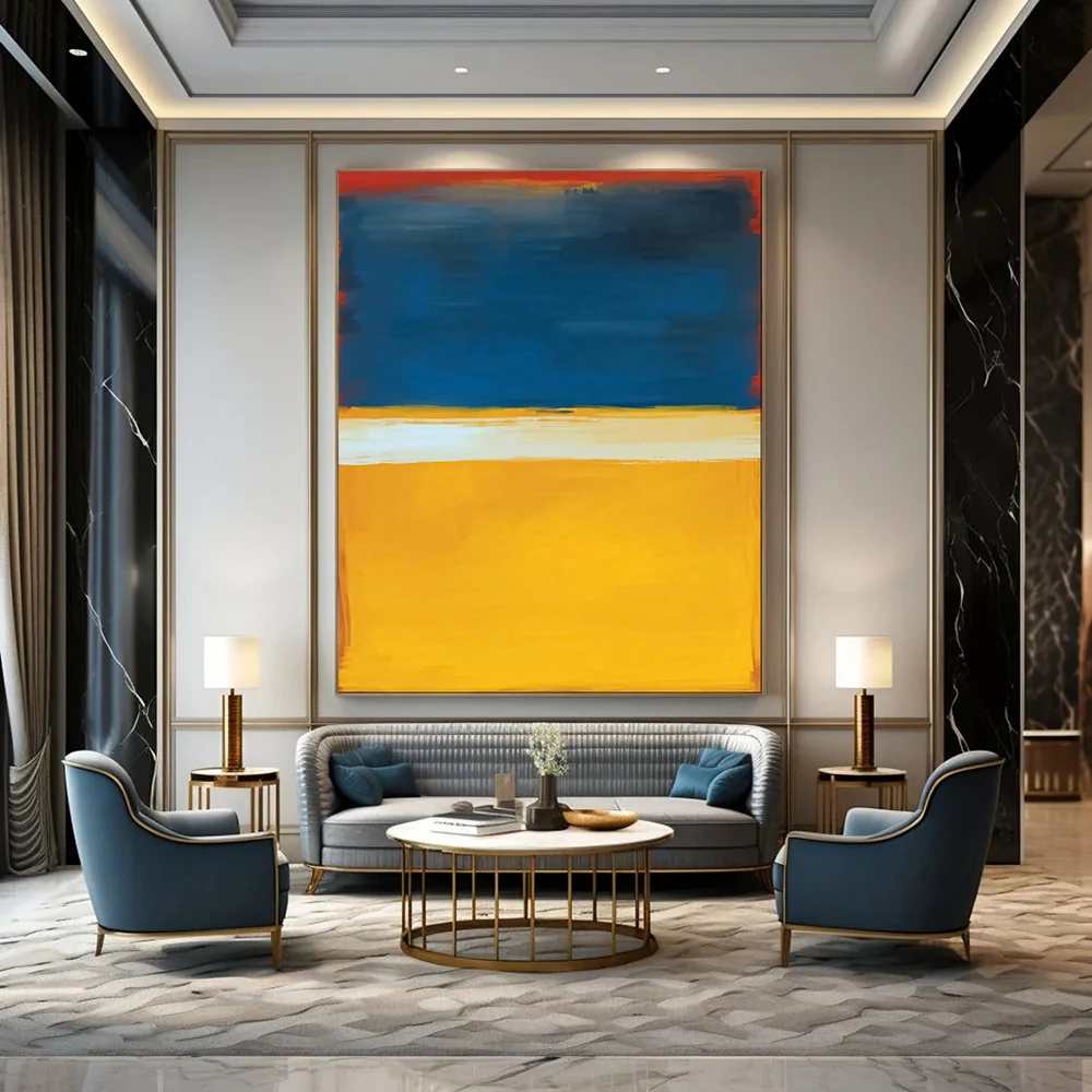 Blue Original Bold Abstract Wall Art 4Q3N2